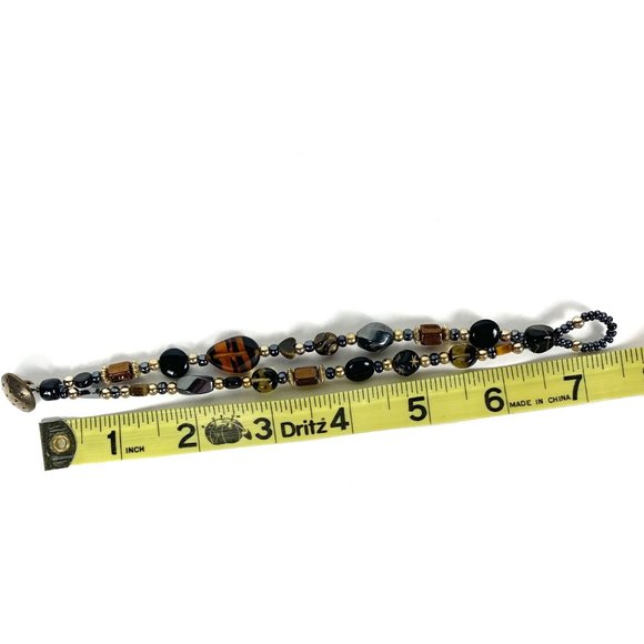 Bracelet with Double Strand of Hematite Gold Bronze Black Beads - Picture 8 of 9